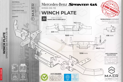 Płyta montażowa wyciągarki Maer Mercedes Sprinter 4x4 2006 - 2019