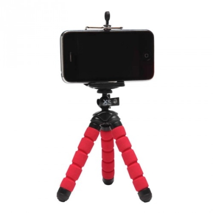 Mini Deluxe Tripod + Phone Holder Red