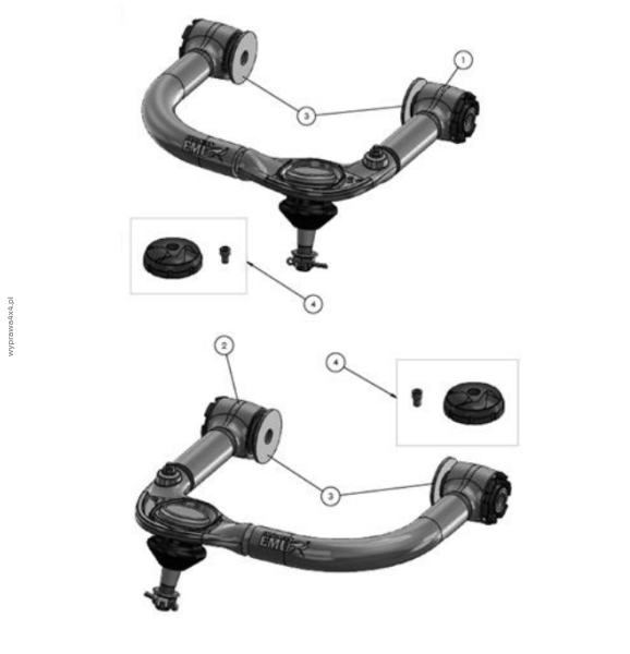 Górne wahacze (komplet - 2 szt.) UCA0003 - Toyota Hilux (2005 - 2015 - 2021 -)